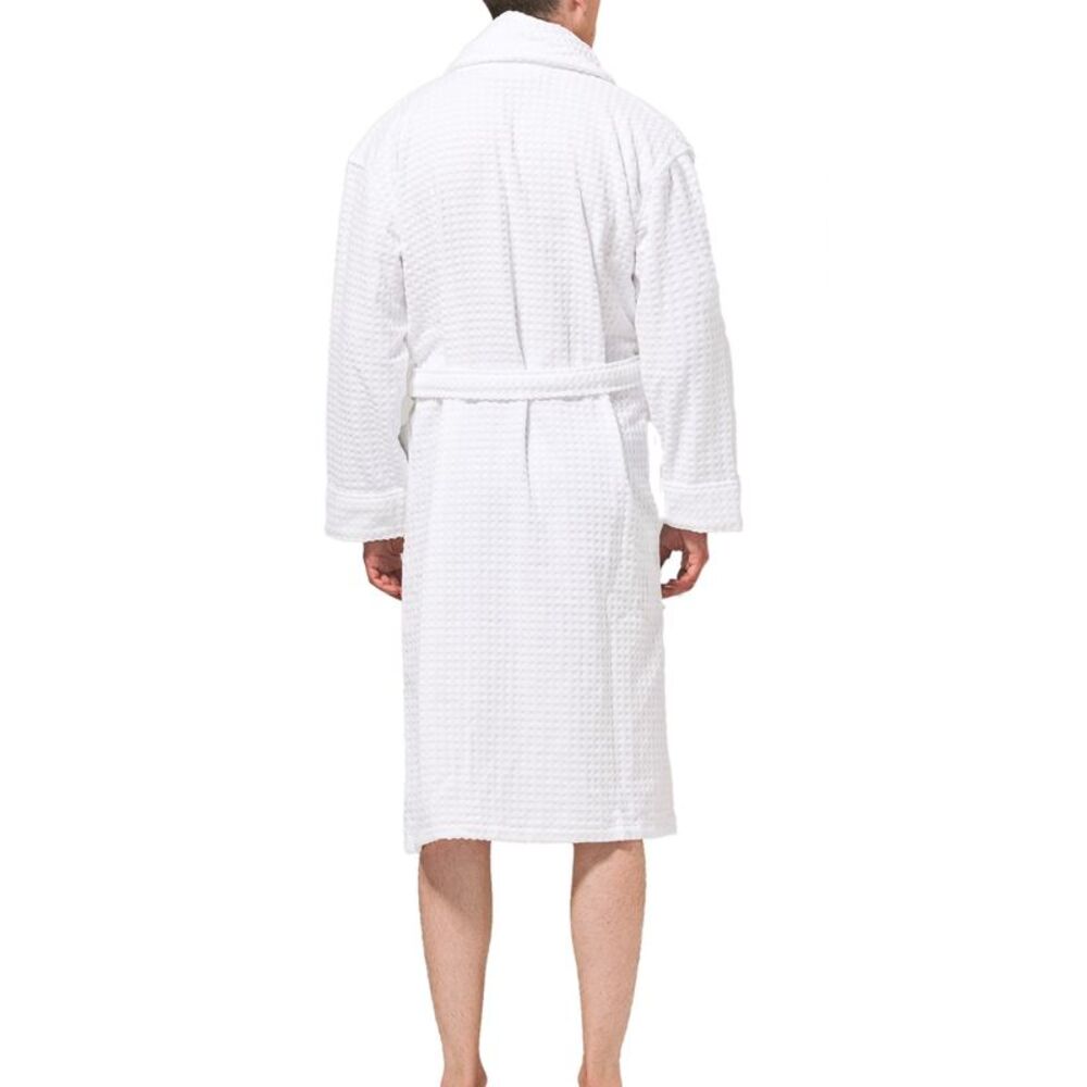 Alpine Swiss Mens Luxury Waffle Knit Cotton Bathrobe Shawl Collar Hotel Spa Robe - Picture 2 of 8